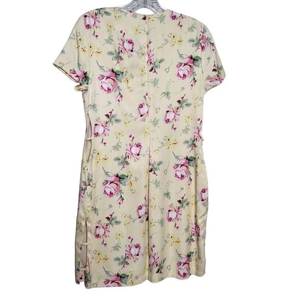 Zara Satin Effect Cut Out Sides Yellow Floral Mini Dress Size Medium - Picture 9 of 12